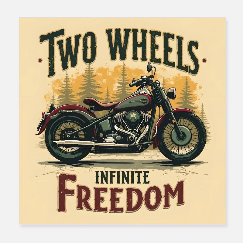 Two Wheels, Infinite Freedom Poster 8" x 8" (20x20 cm)