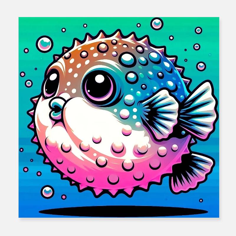 Kugelfisch Poster 20x20 cm