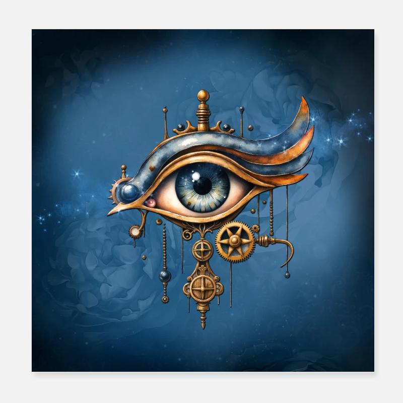 Steampunk-Auge mit Zahnrädern Poster 20x20 cm