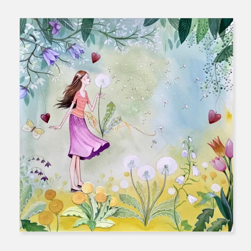 Elfe au royaume des fleurs Poster 20 x 20 cm