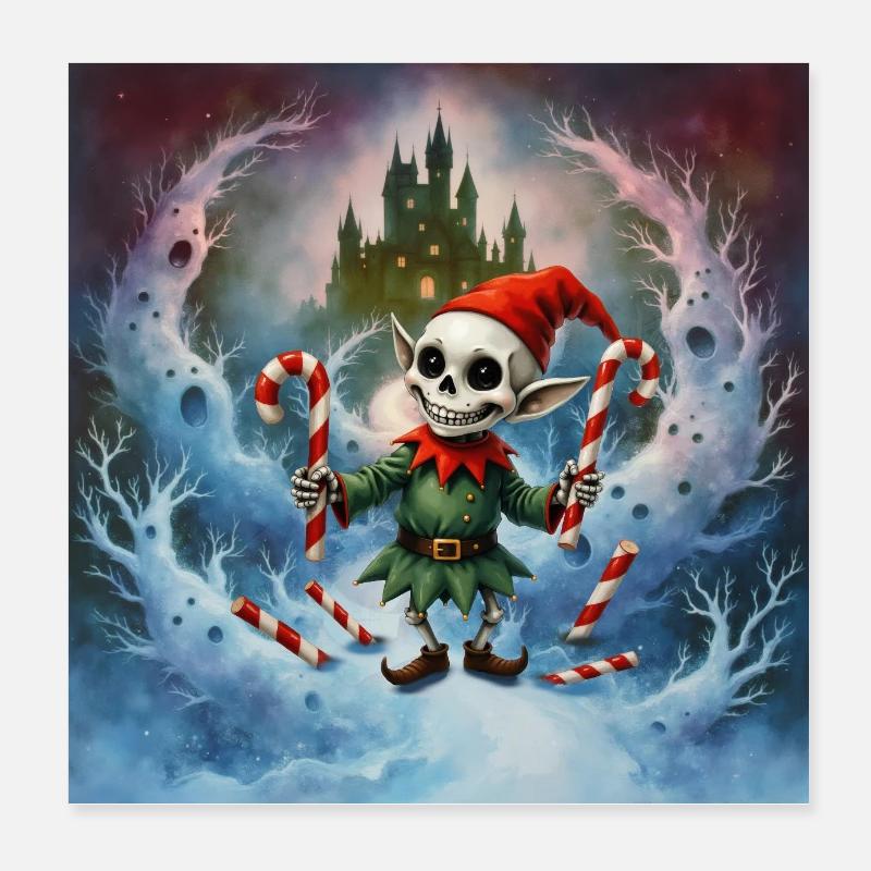 Weihnachten Skelett Elf Poster 20x20 cm