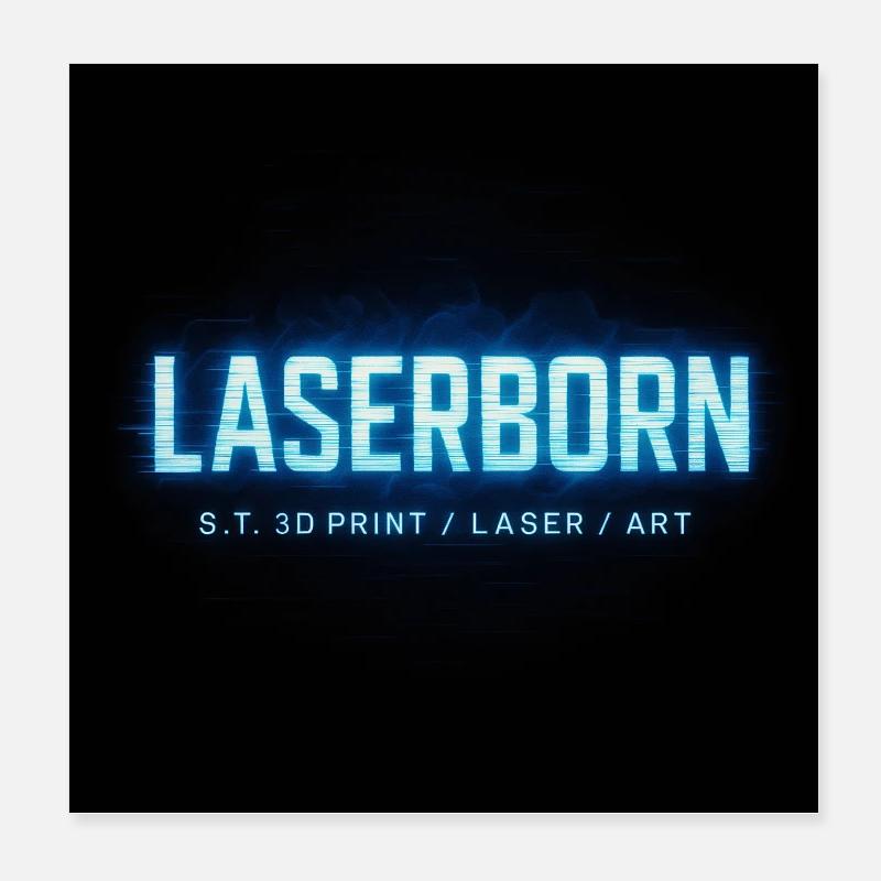 LaserBorn Neon Tech Print Poster 20 x 20 cm