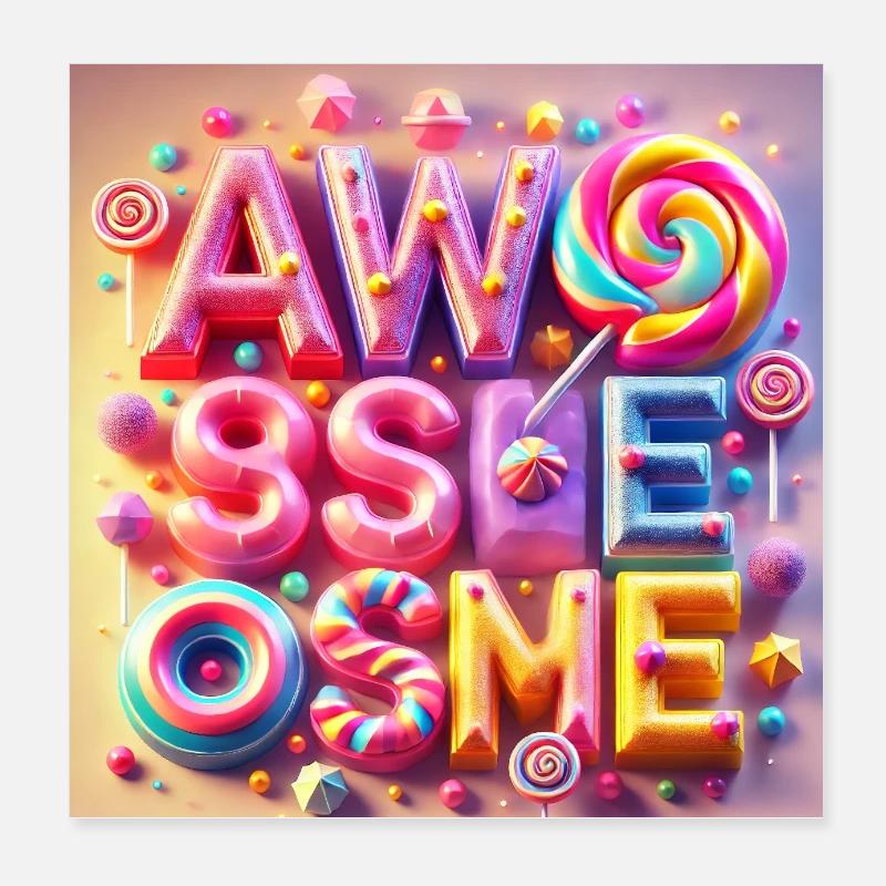 Candy Schriftzug Awesome Poster 20x20 cm