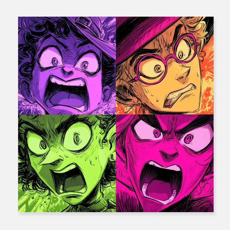 Color Explosion Screams Collage Witches Poster 8" x 8" (20x20 cm)