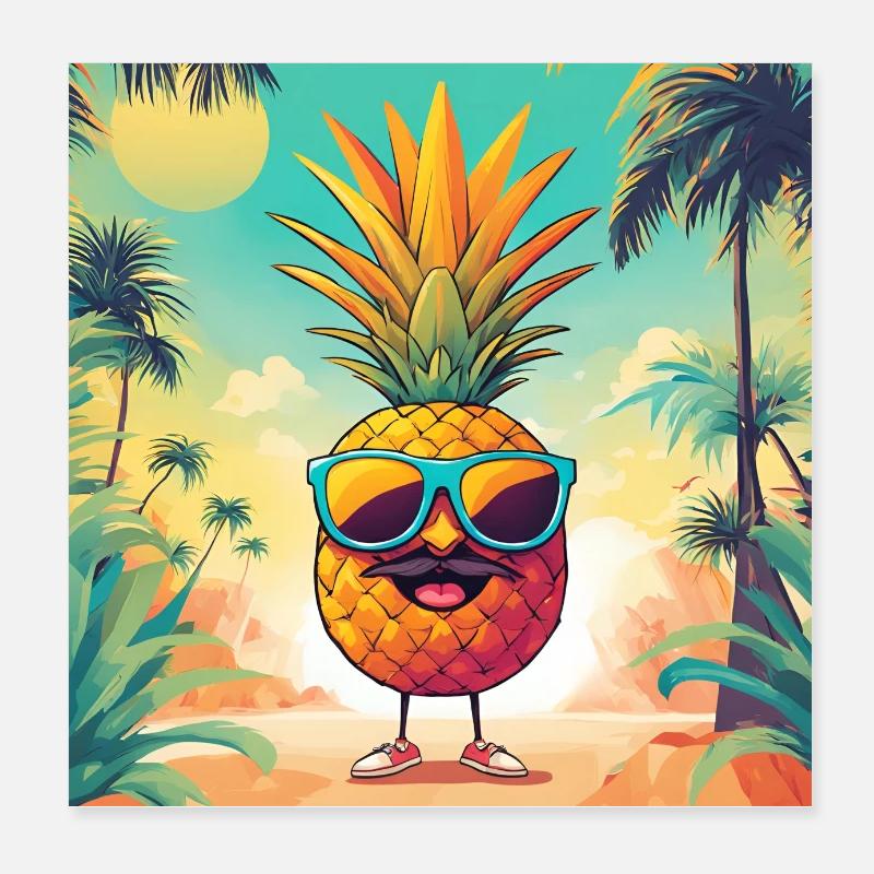 Mr Cool Pineapple Poster 20x20 cm