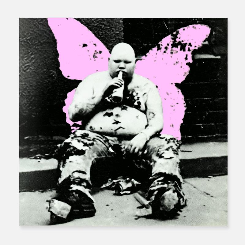Pinker Schmetterling Mann Poster 20x20 cm