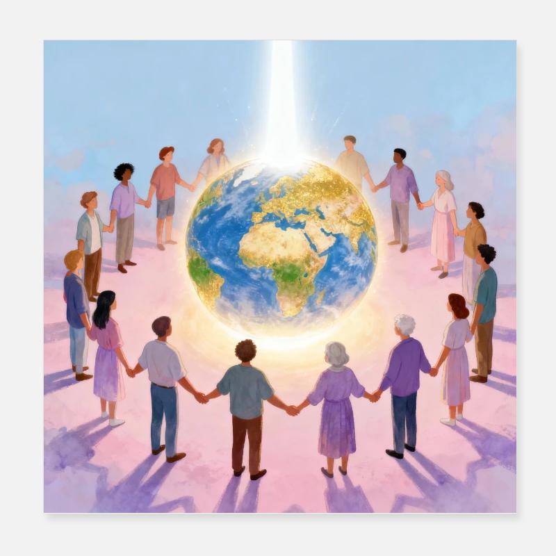 La Terre entourée de communauté Poster 20 x 20 cm
