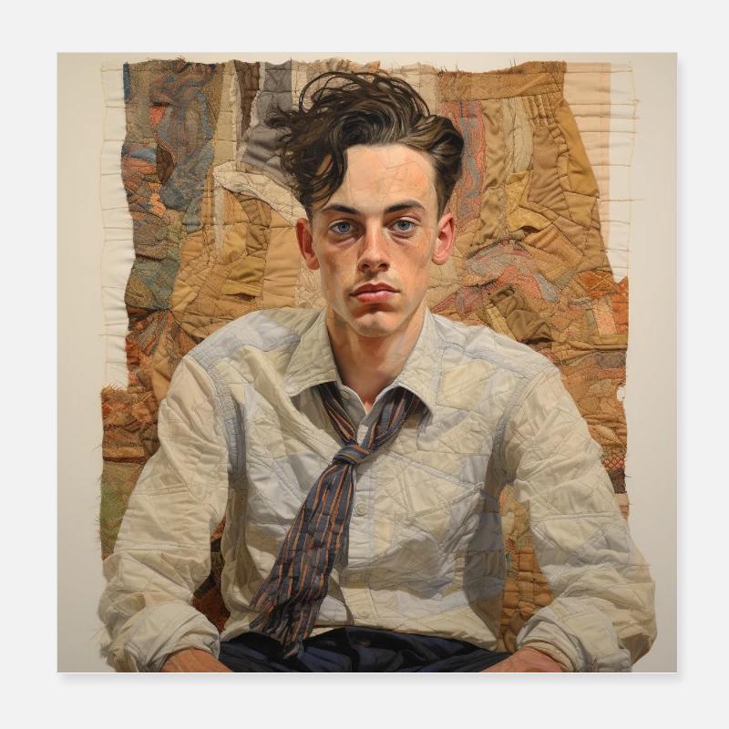 Patchwork Portrait Vintage Poster 20x20 cm