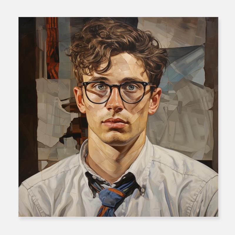 Lunettes portrait géométriques Poster 20 x 20 cm
