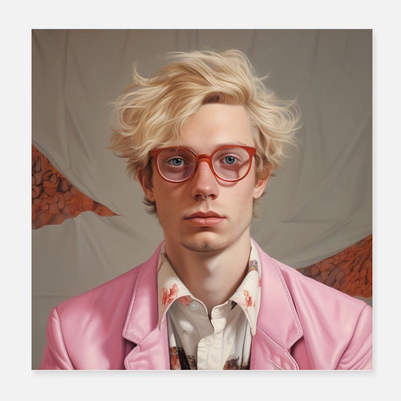 Chemise à fleurs veste rose de style blond Poster 20 x 20 cm