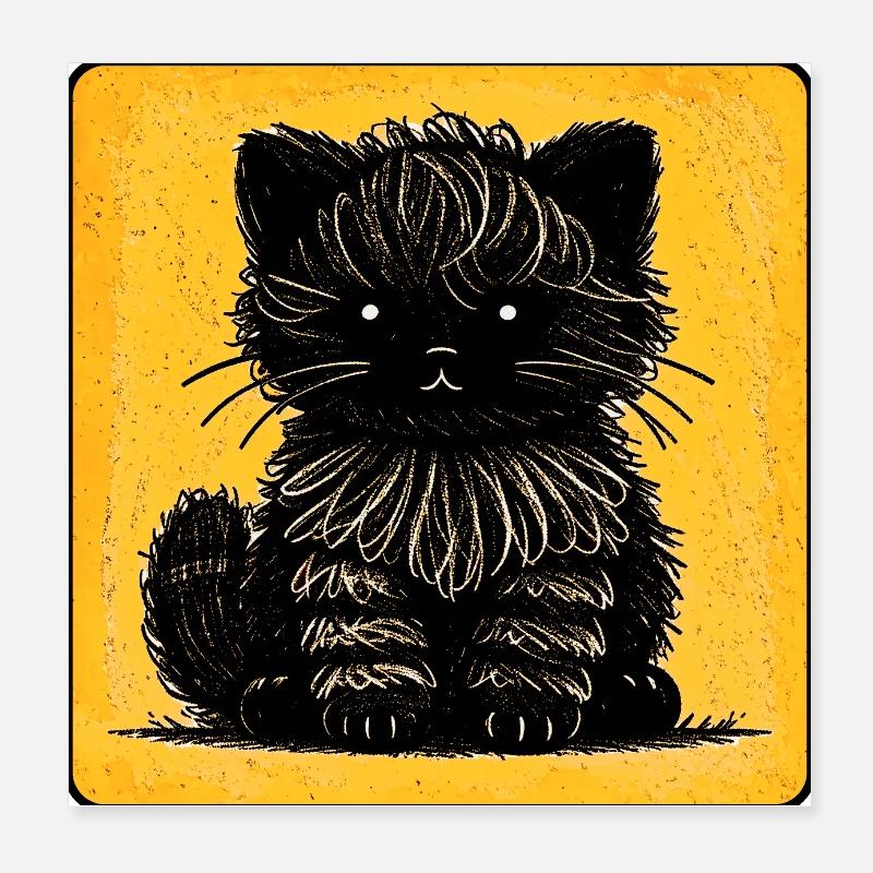 Chat duveteux (jaune) Poster 20 x 20 cm