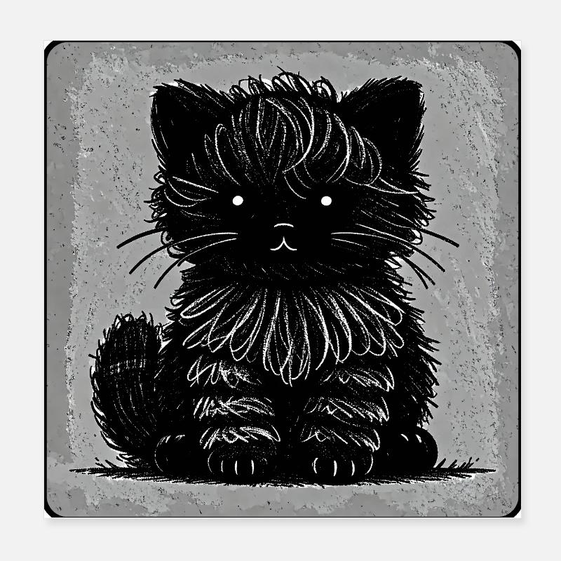 WuschelKatze (Monochrom) Poster 20x20 cm