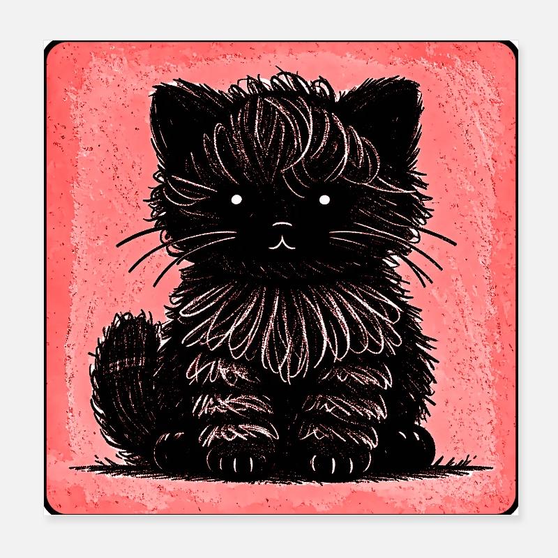 Chat flou (Rouge) Poster 20 x 20 cm