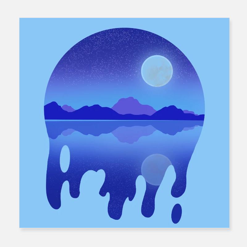 Night-time lake Poster 8" x 8" (20x20 cm)
