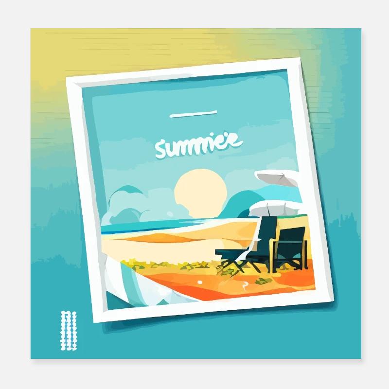 L’été à la plage Poster 20 x 20 cm