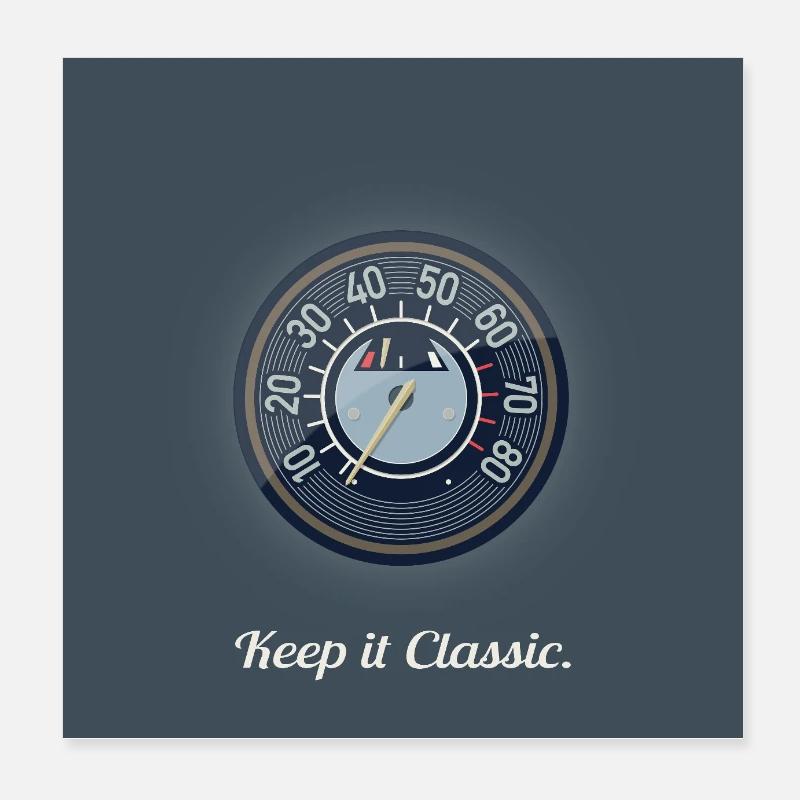 Keep it Classic – Retro Speedometer Design Poster 20x20 cm