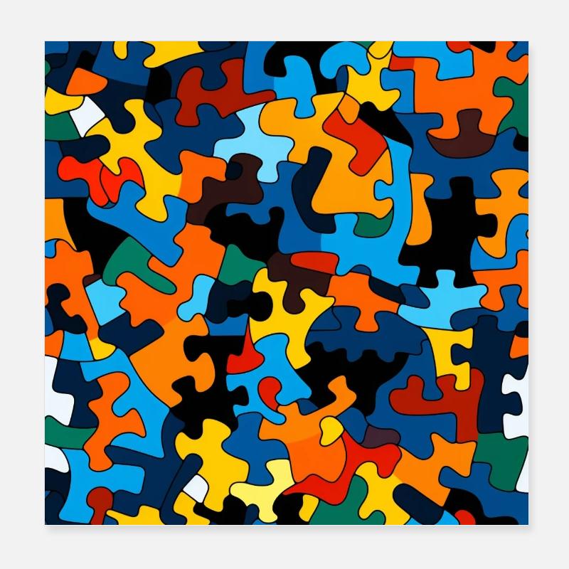 Buntes Puzzleteil Muster Poster 20x20 cm