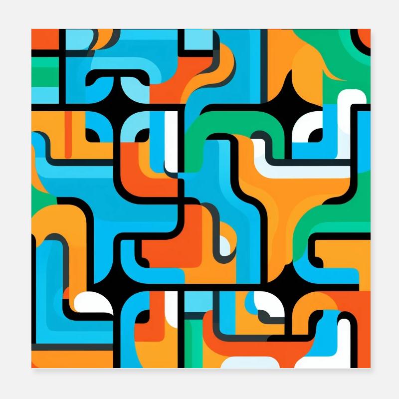 Colored Mesh Pattern Abstract Poster 8" x 8" (20x20 cm)