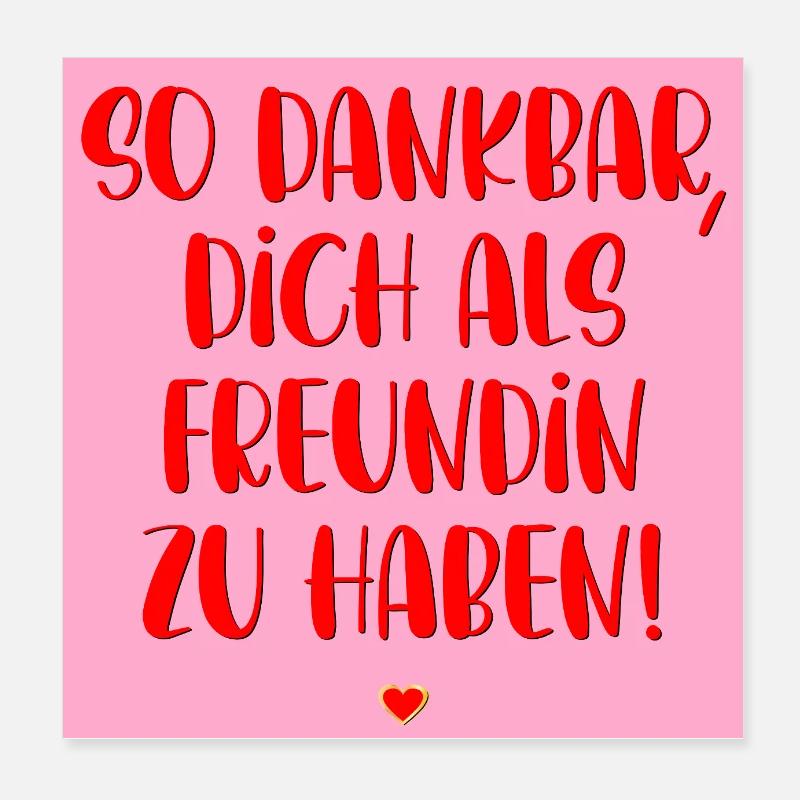 DANKBAR FREUNDSCHAFT HERZ Poster 20x20 cm