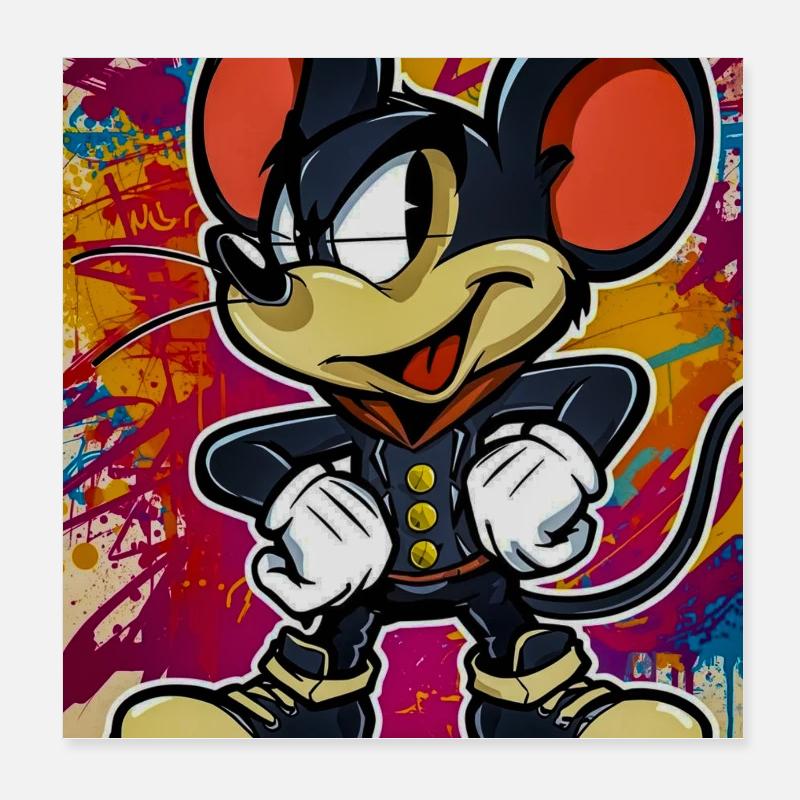 Graffiti Mouseheld in Street Style Poster 8" x 8" (20x20 cm)