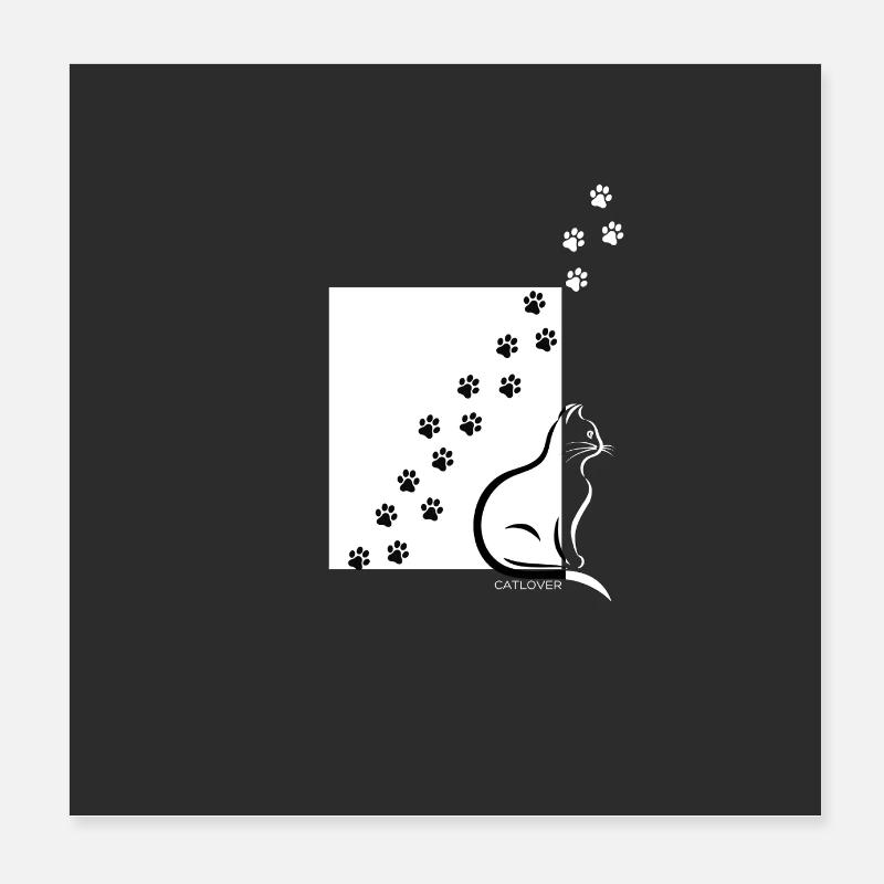 Silhouette du chat Paw Path Poster 20 x 20 cm