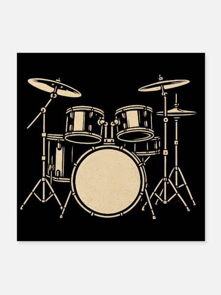 Illustration de batterie Black Silver - Poster 20 x 20 cm - blanc - Devant