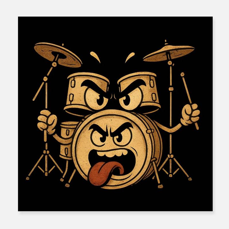 Angry Drum Monster Poster 8" x 8" (20x20 cm)