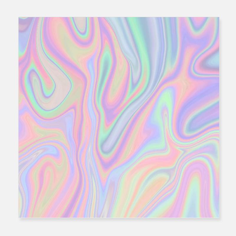 Irideszierende Abstrakte Liquid Pastel Muster Poster 20x20 cm