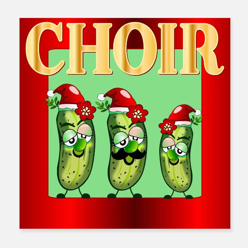 Weihnachts-Weihnachts-Chor-Gurken - Poster 20x20 cm - Weiß