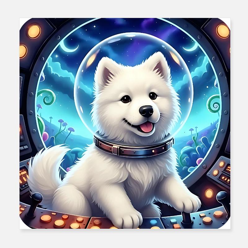 Cosmic Pup in Space Bubble Poster 8" x 8" (20x20 cm)