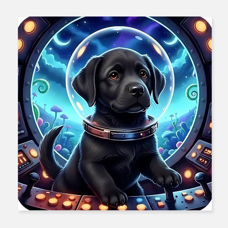Cosmic Pup dans le cockpit spatial Poster 20 x 20 cm