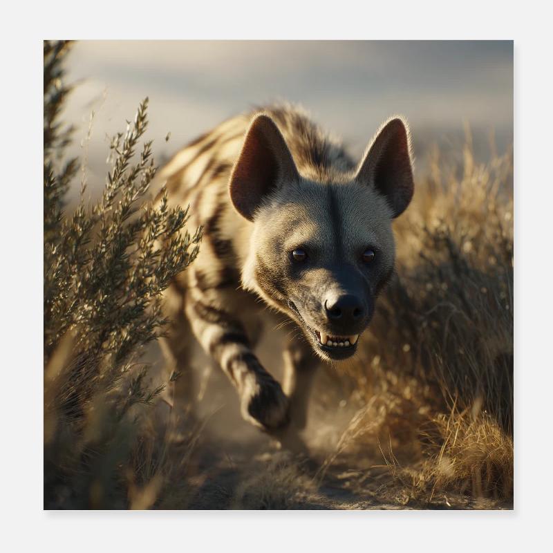 Hyène rayée dans le désert Poster 20 x 20 cm