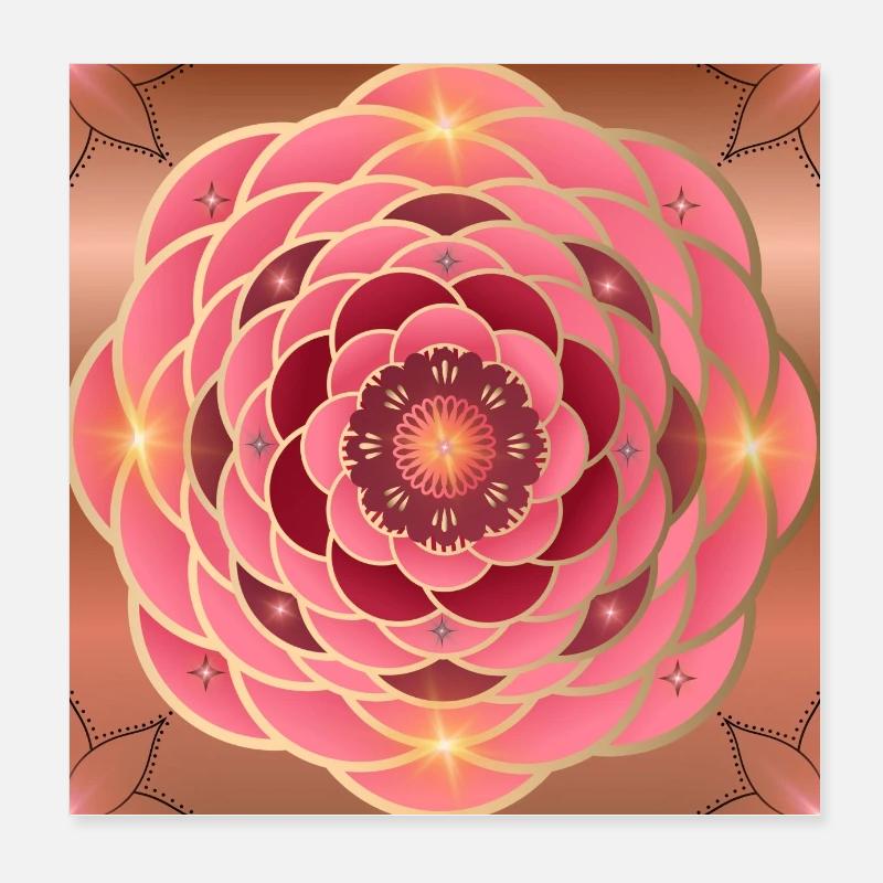 Hell goldene roséfarbene Mandalas Poster 20x20 cm