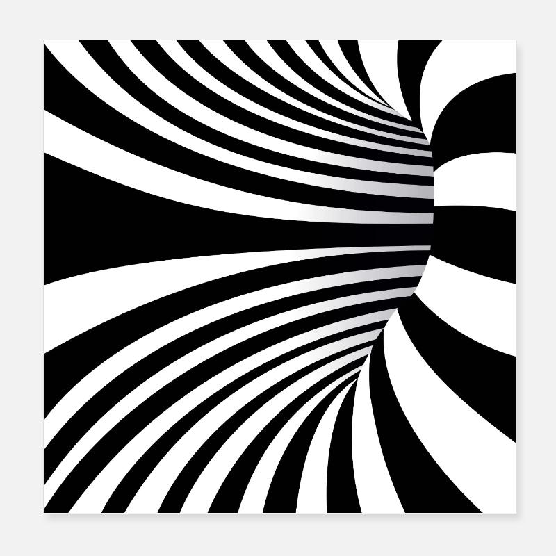 Hypnotic Black and White Waves Poster 8" x 8" (20x20 cm)