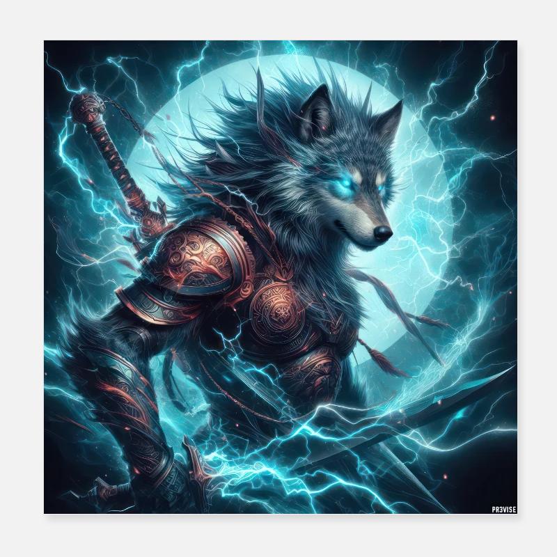 Luminous Arcane Wolf Armor Poster 8" x 8" (20x20 cm)