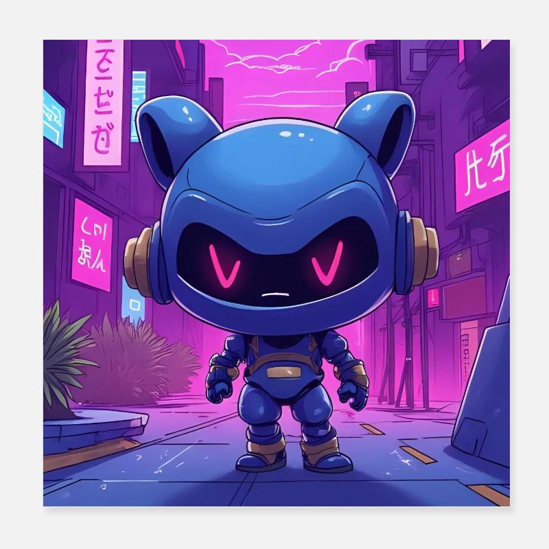 Robot Neon Urbain Ninjo Poster 20 x 20 cm