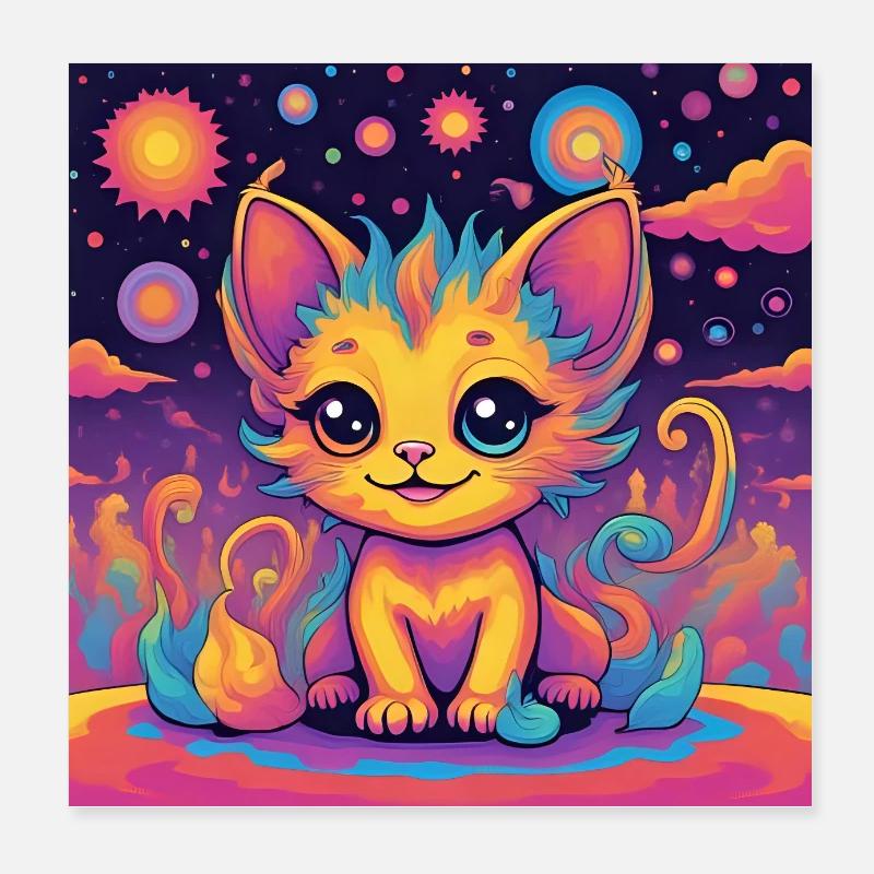 CosmiColor Regenbogenkätzchen Poster 20x20 cm