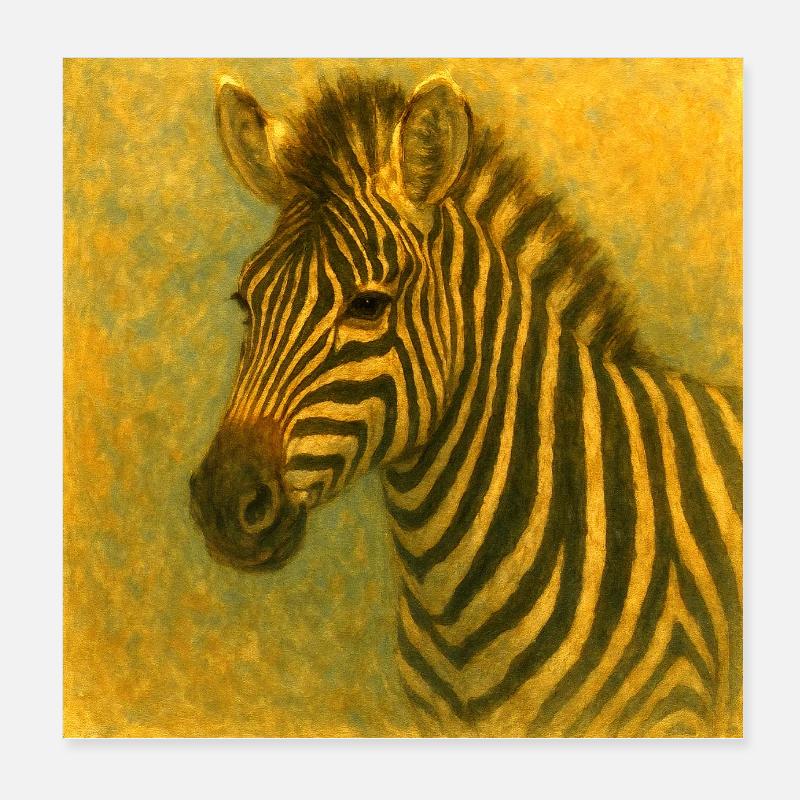 Zèbre en tons dorés Poster 20 x 20 cm