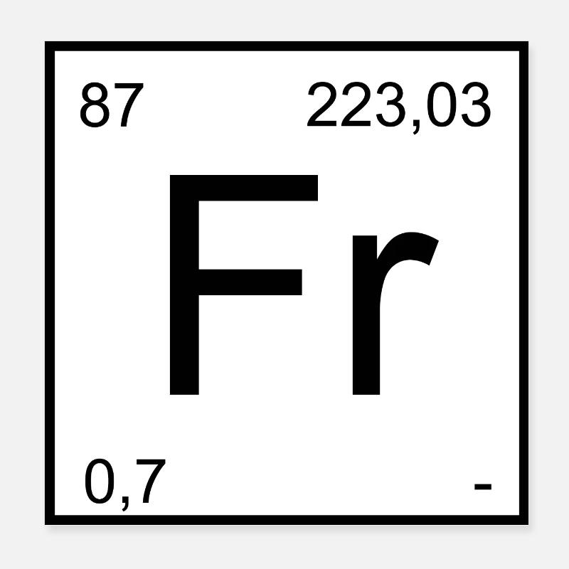 Francium-Elementdesign mit Periodenzahlen Poster 20x20 cm