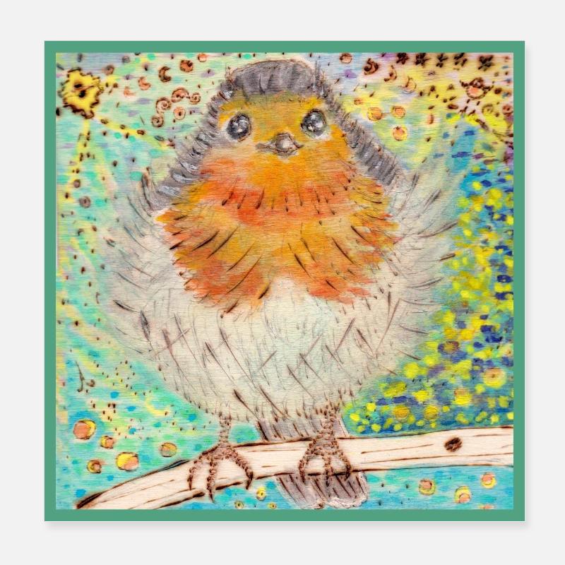 Rotkehlchen /Robin Poster 20x20 cm