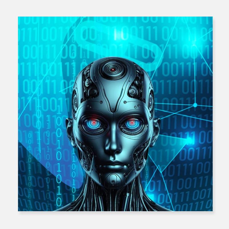 Robot Face Poster 20 x 20 cm