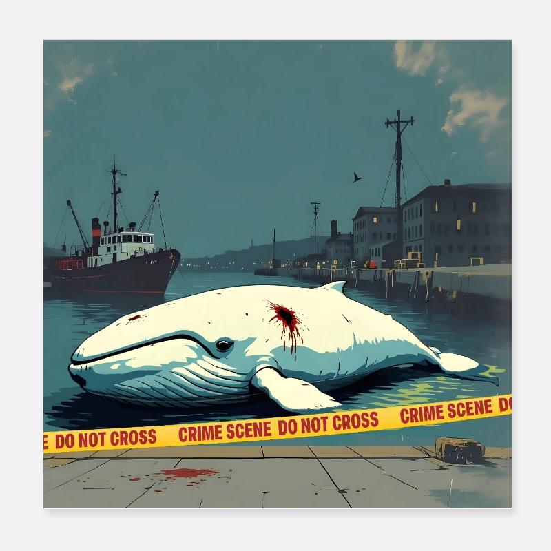 La baleine blanche retrouvée morte au quai Poster 20 x 20 cm
