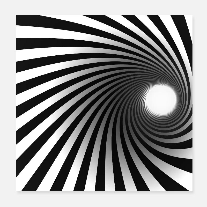 Schwarzer weißer Spiralwirbel - Poster 20x20 cm - Weiß