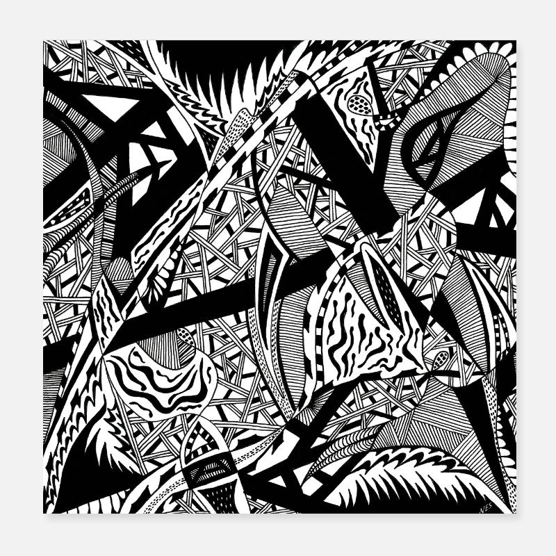 Black and White Abstract Design No. 4 Poster 8" x 8" (20x20 cm)