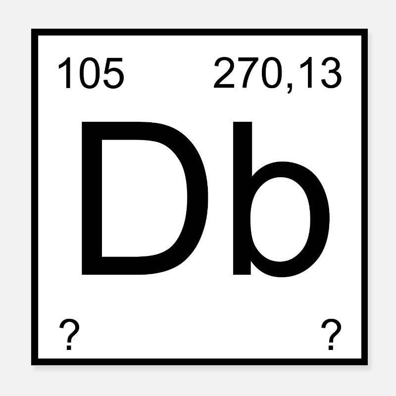 Dubnium Element Typography Poster 8" x 8" (20x20 cm)