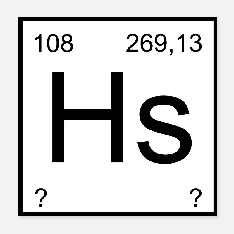 Hassium Elemental Monogram Poster 8" x 8" (20x20 cm)