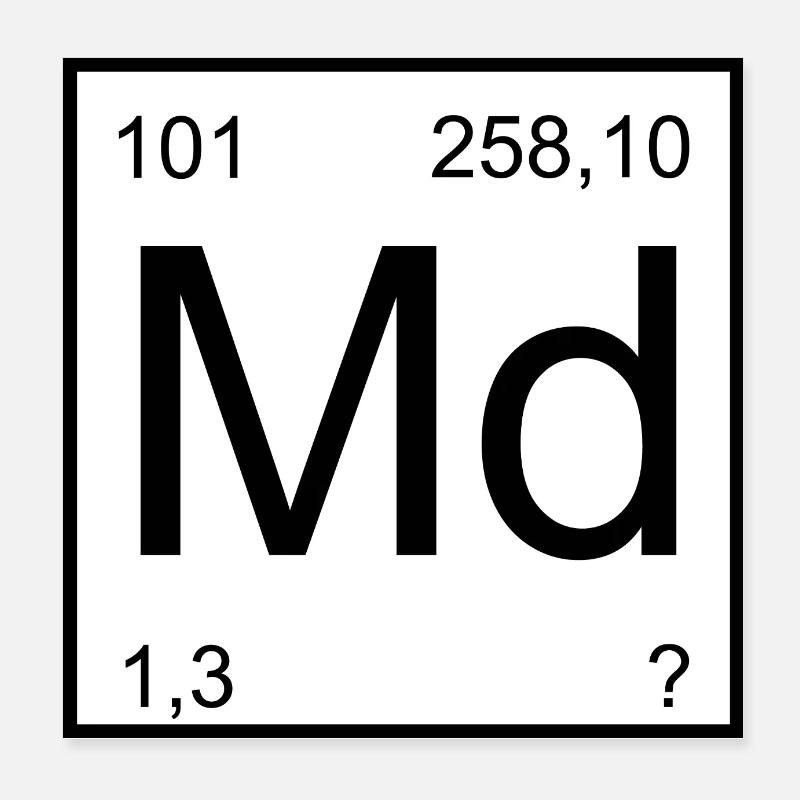 Md Mendelevium Element Monogram Poster 8" x 8" (20x20 cm)