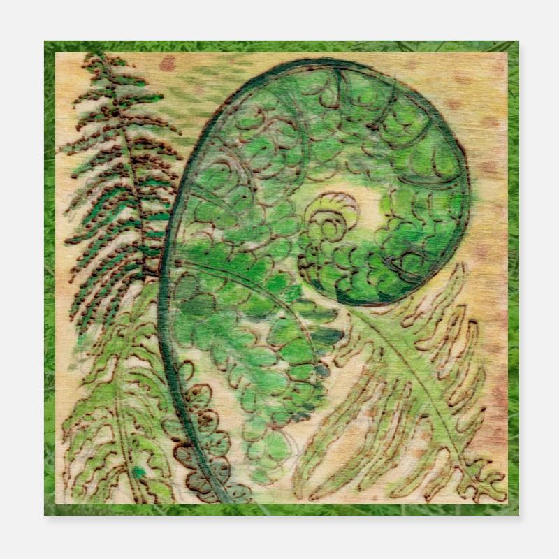 Farn - Poster 20x20 cm - Weiß