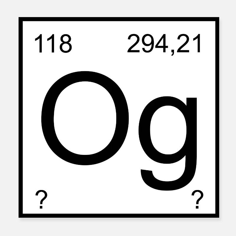 Oganesson og Element Graphic Periodic Table Poster 20 x 20 cm
