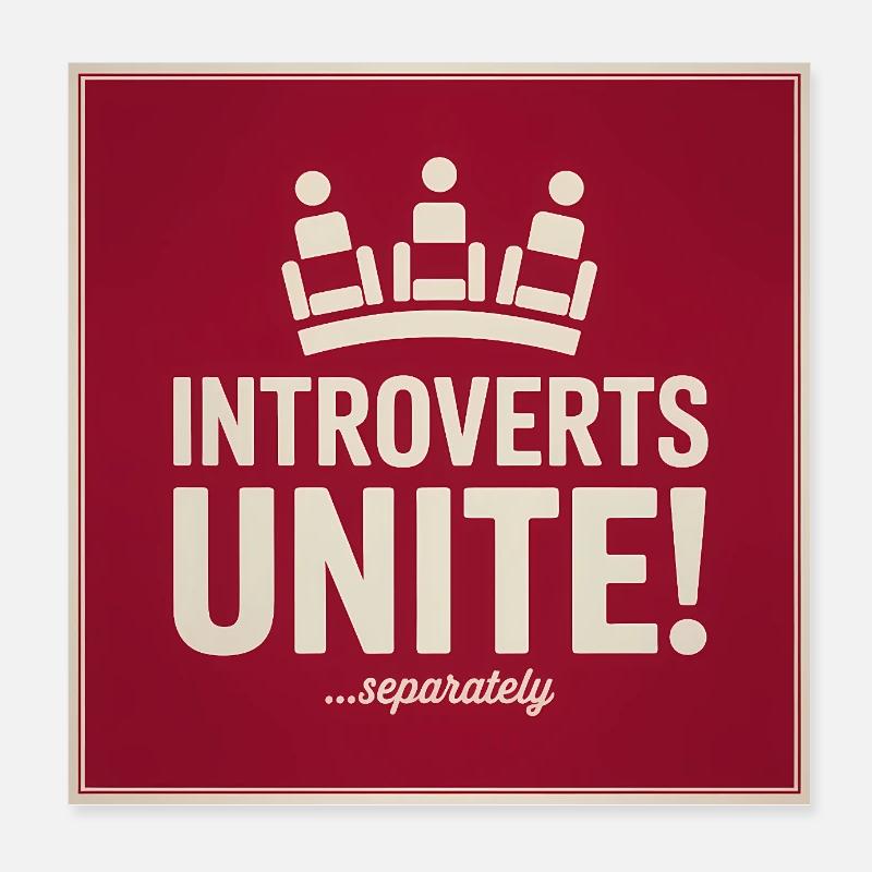 Introverts Unite, serparately - Funny Introvert  Poster 8" x 8" (20x20 cm)